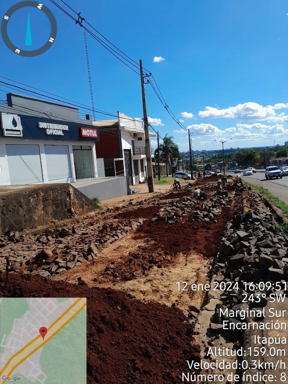 Frente de obra de pavimentos tipo empedrado